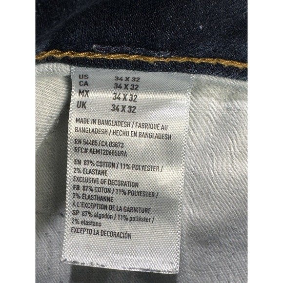 American Eagle Extreme Flex Jeans Men 34x32 Blue Slim Straight Distress Denim - Picture 9 of 10